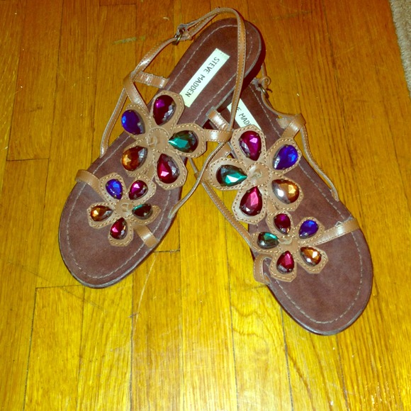 Steve Madden Sandals flower rhinestones Size 9.5