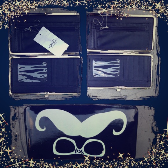 Sunglasses and mustache black & white snap wallet