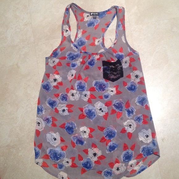 Abstract rose patterned racer back top