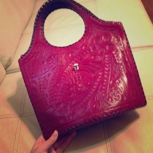 Genuine leather, hand tooled purse