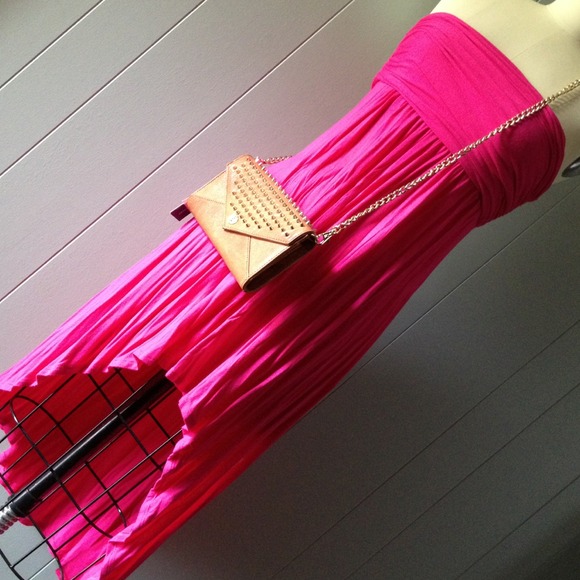 Fuchsia hi-low dress