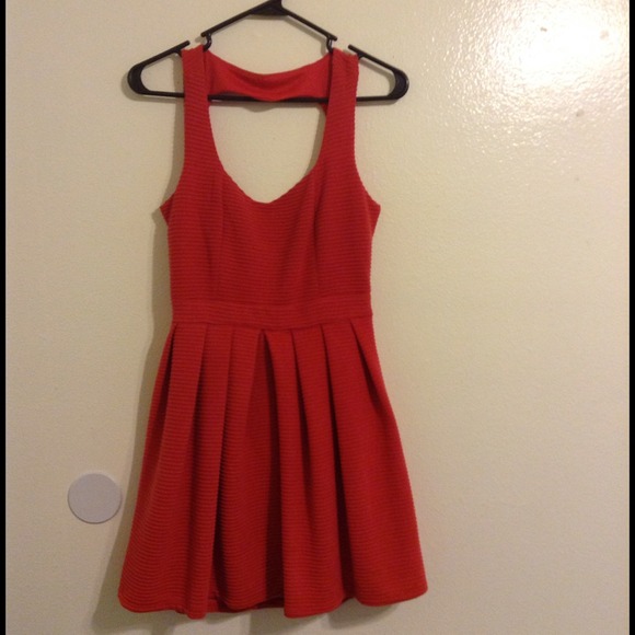 **RESERVED**Red orangish skater cutout dress