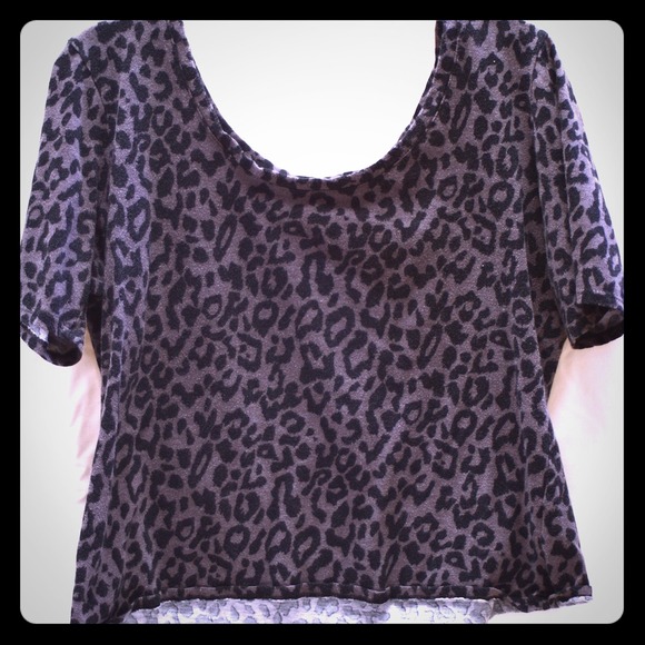 Grey with black leopard print shirt.