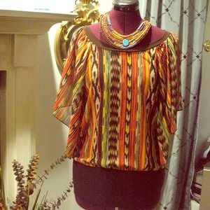 SOLD⚡50% OFF⚡Tribal patterned chiffon top