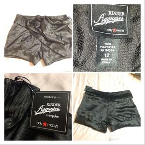 NWT Kinder Agguaini black satin dress shorts sz 12