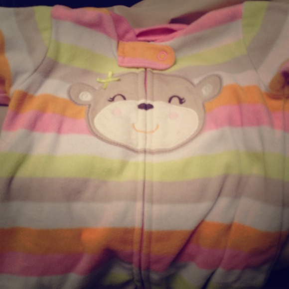3m Carters Fleece Footed Monkey Sleeper Stripes