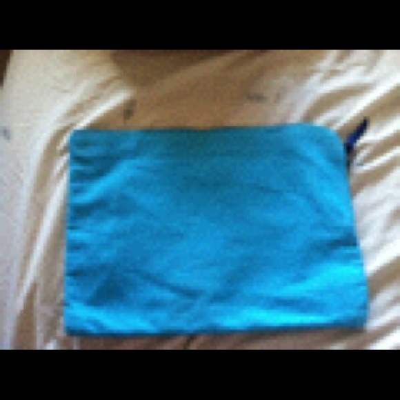 Blue canvas oversized clutch