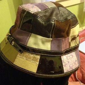 Coach suede and leather bucket hat