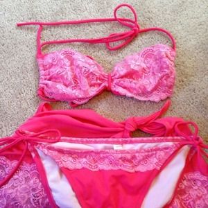 Victoria's Secret pink lace bikini and wrap