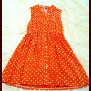Forever 21 Coral & Cream Polka Dot Dress