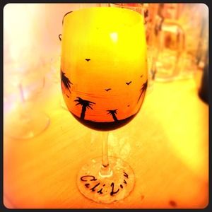 Hand painted California Love wine glass