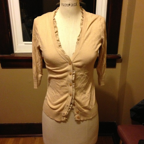 Tan cardigan with ruffle