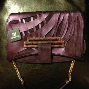 Swarovski  leather and suede clutch/purse