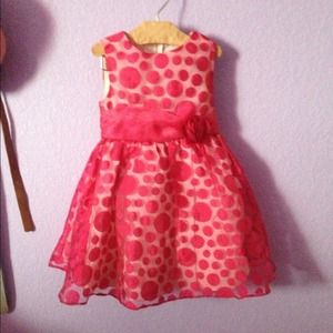 Little girls pink w/pink dots ruffle dress