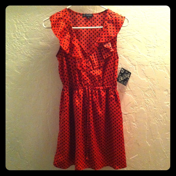BeBop Coral polka dot dress
