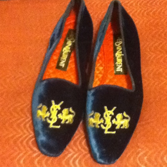 Blue Velvet YSL Flats - Size 6M