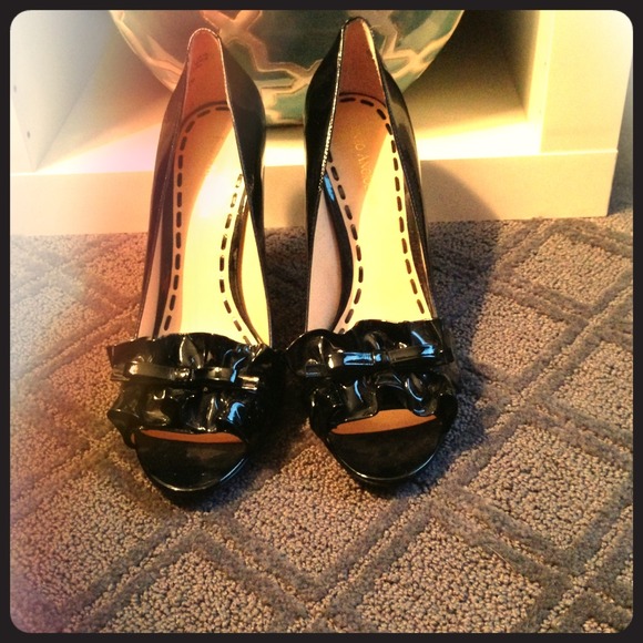 Enzo Angiolini black patent leather heels.