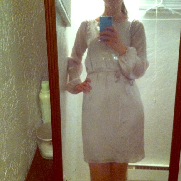 Cream long sleeved belted dress by MSSP