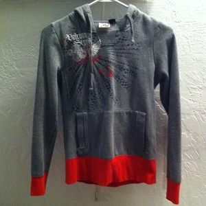 Red and grey Volcom Stone hooded sweatshirt