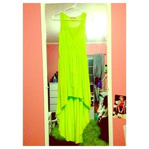 ❌SOLD❌ Neon Green Hi-Low Dress