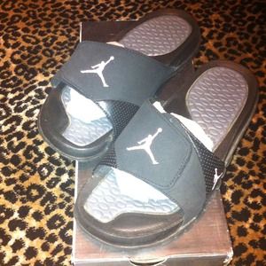 Black w/ baby pink jordan's sandals