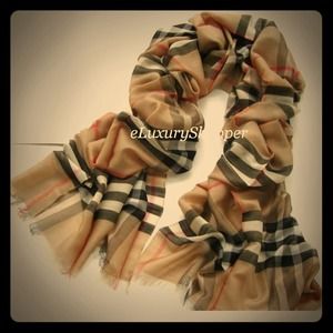 $495 Authentic BURBERRY Extra Long Silk Wool Scarf