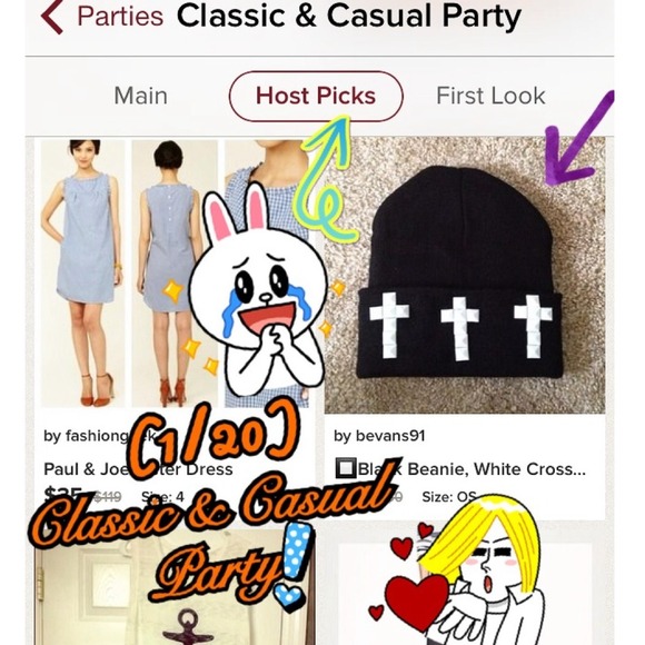 🌟HOST PICK!🌟 Black Beanie, White Cross Studs🔲🔲 - Picture 3 of 3