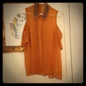 Never worn camel collared shirt size large