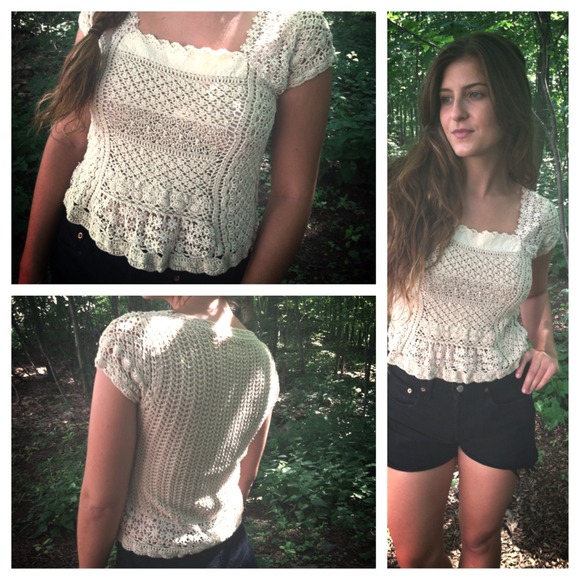 BUNDLED 💢anthropologie cream knit  and lace top