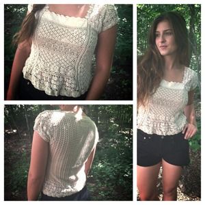BUNDLED 💢anthropologie cream knit and lace top