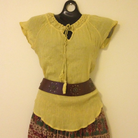 🚫BUNDLED🚫🍀Lucky Brand 🍀 Crocheted Gauze Top