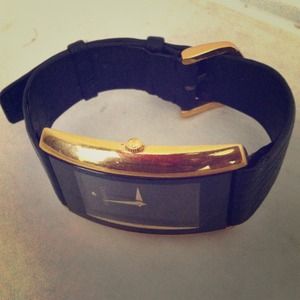 Mens Movado Black & Gold Curvex Wristwatch