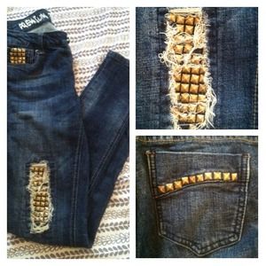 Ripped Studded Skinny Jeans