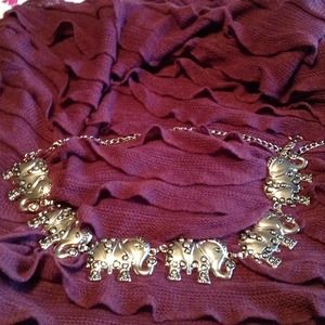 Beautiful silver elephant chain belt