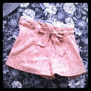 High waisted tie shorts