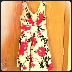 Corey P. White Pink Black Floral Dress w/ Pockets