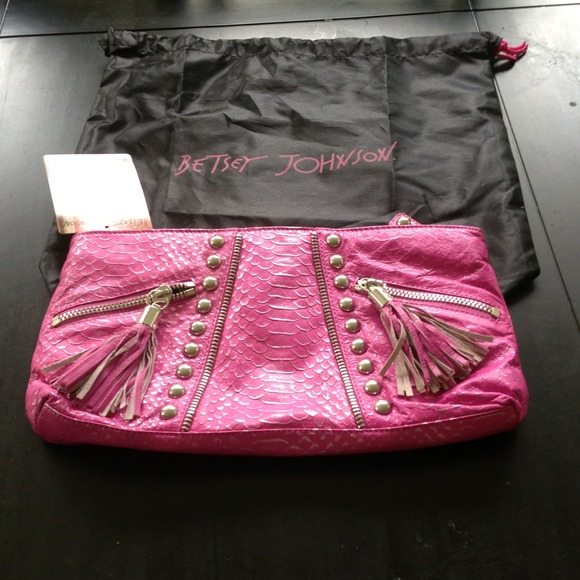 Betsey Johnson NWT hot pink PUNK clutch