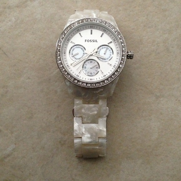 AUTHENTIC Fossil white marble watch