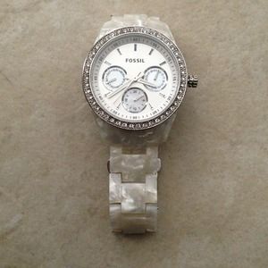 AUTHENTIC Fossil white marble watch