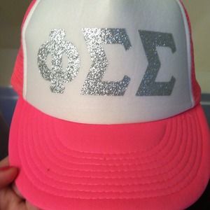 Pink & white Sorority Phi Sigma Sigma snapback hat