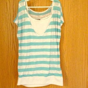 Wet Seal Teal and White Stripe Top