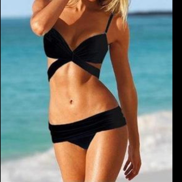 black wrap around swimsuit