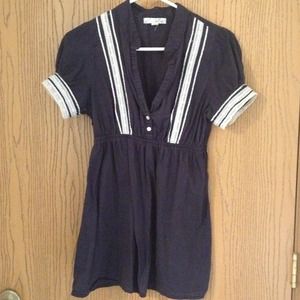 Navy Baby Doll Top w/ Lace Design