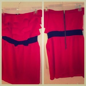 red strapless dress