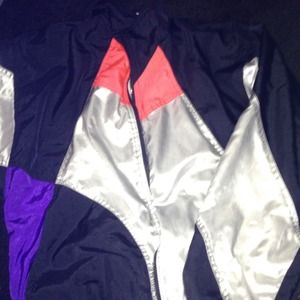 Metallic color block wind breaker