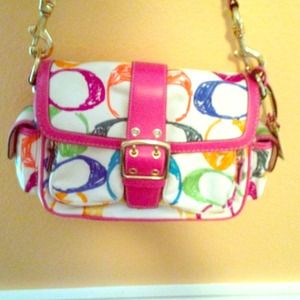 Multi-color stitch Coach purse