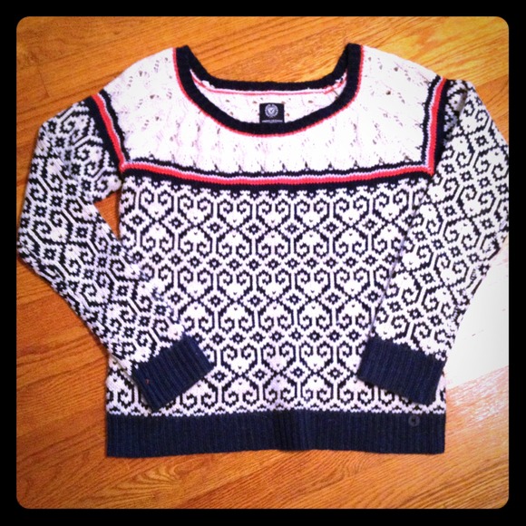 American Eagle Blue & Cream w/orange sweater