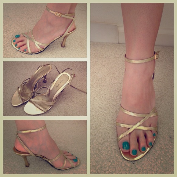 Size 7 1/2 Gold Strappy Nine West Heels
