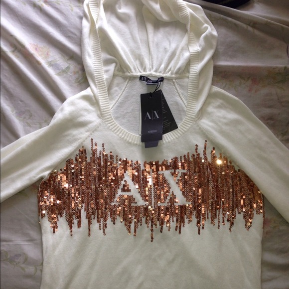 Armani exchange cream sweater NWT !!