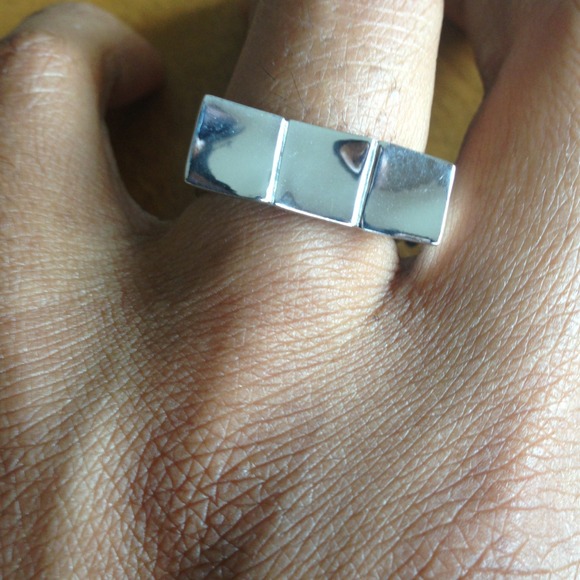 925 Silver Rectangle Top  Ring